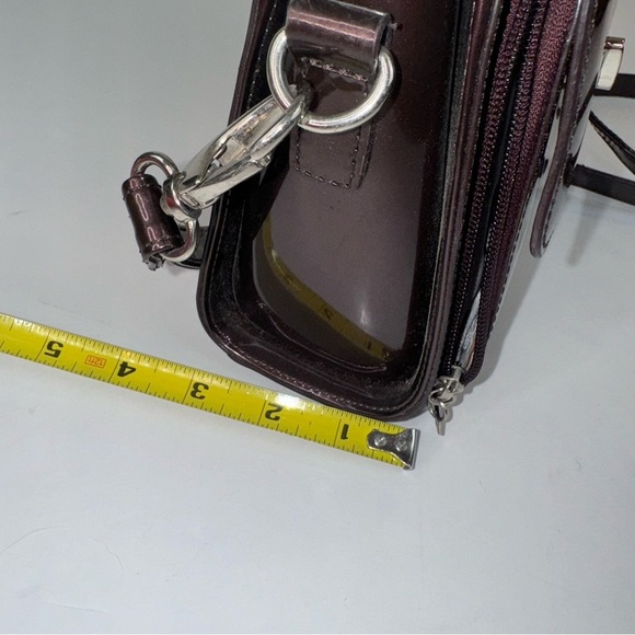 Beijo Brown Patent Top Handle Handbag Crossbody - Picture 13 of 16